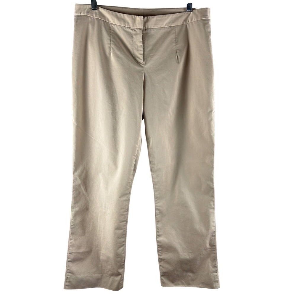 Yansi Fugel Womens Beige Cotton Blend Straight Leg Dress Pants Size 8 Tan‎